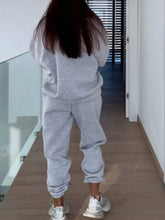 Women's Solid Color V-Neck Long Sleeve Sweatshirt And Pants Casual Loose Suit, Autumn